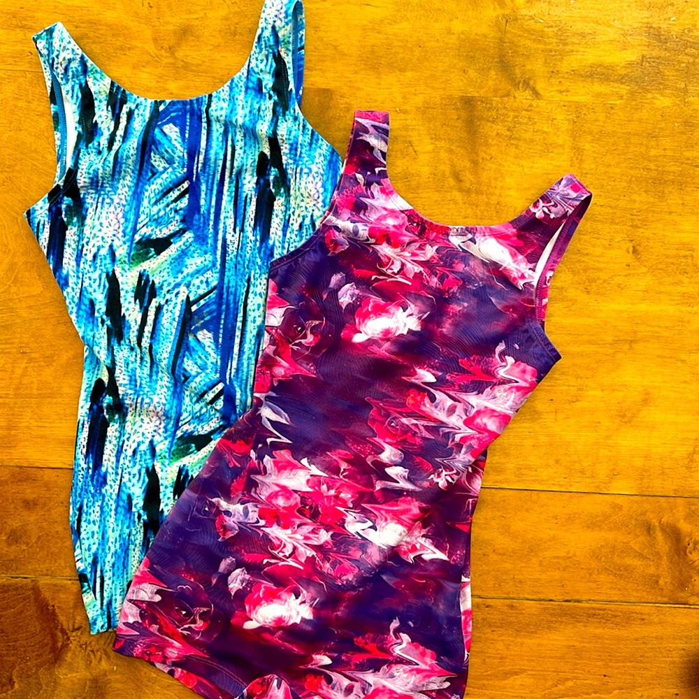 2 Dynami Girls medium unitards gymnastic leotards by Bloch